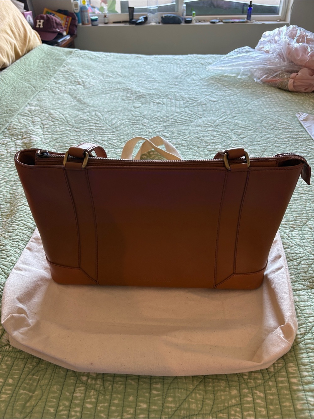 Authentic Burberry Tan Embossed Leather Tote